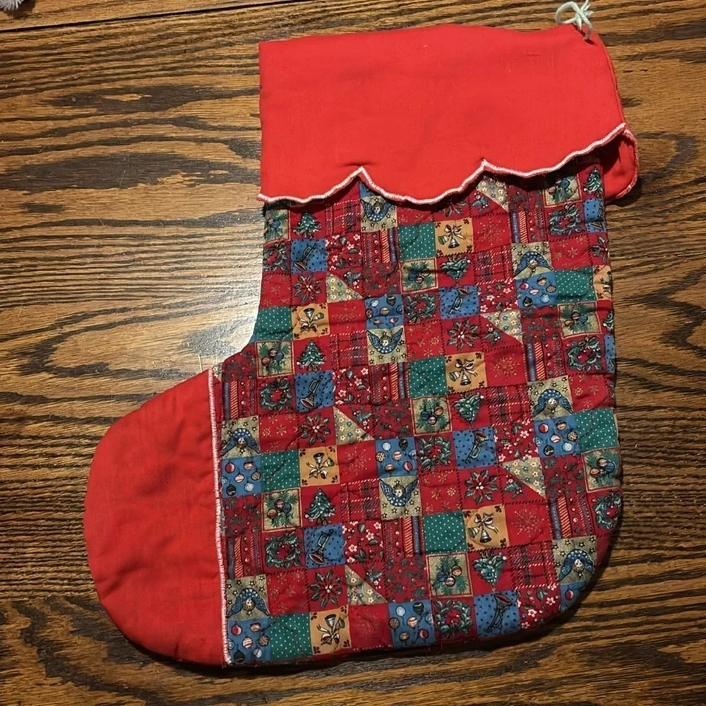 Christmas Stocking Vintage Quilted